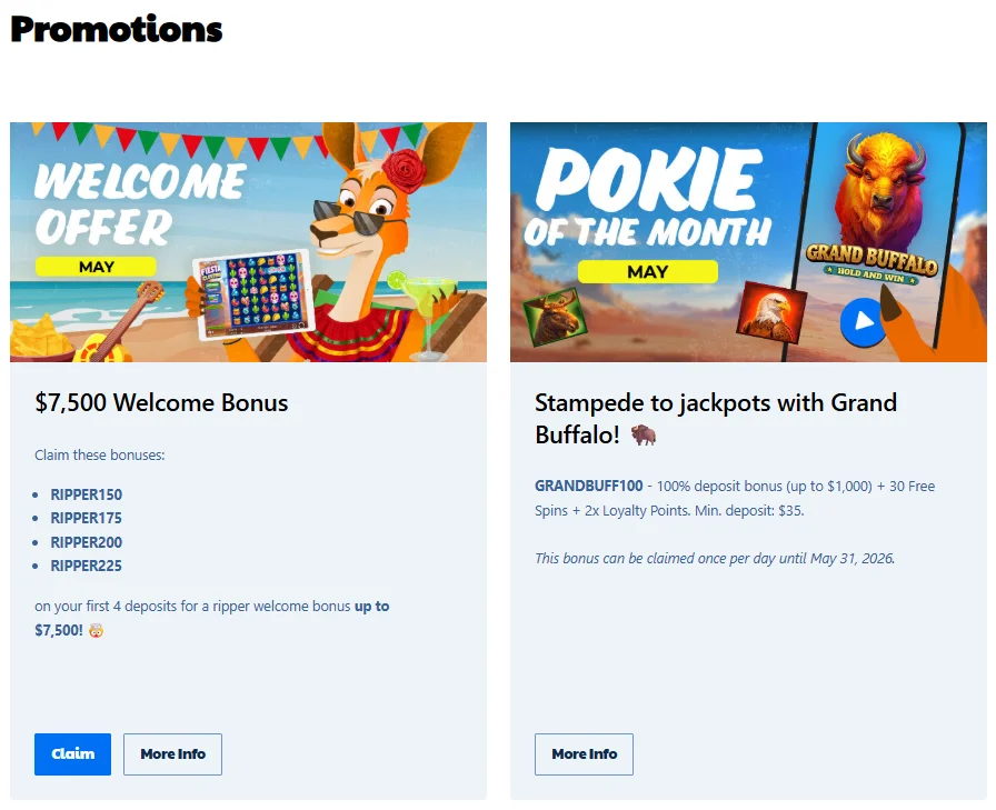ripper casino no deposit bonus