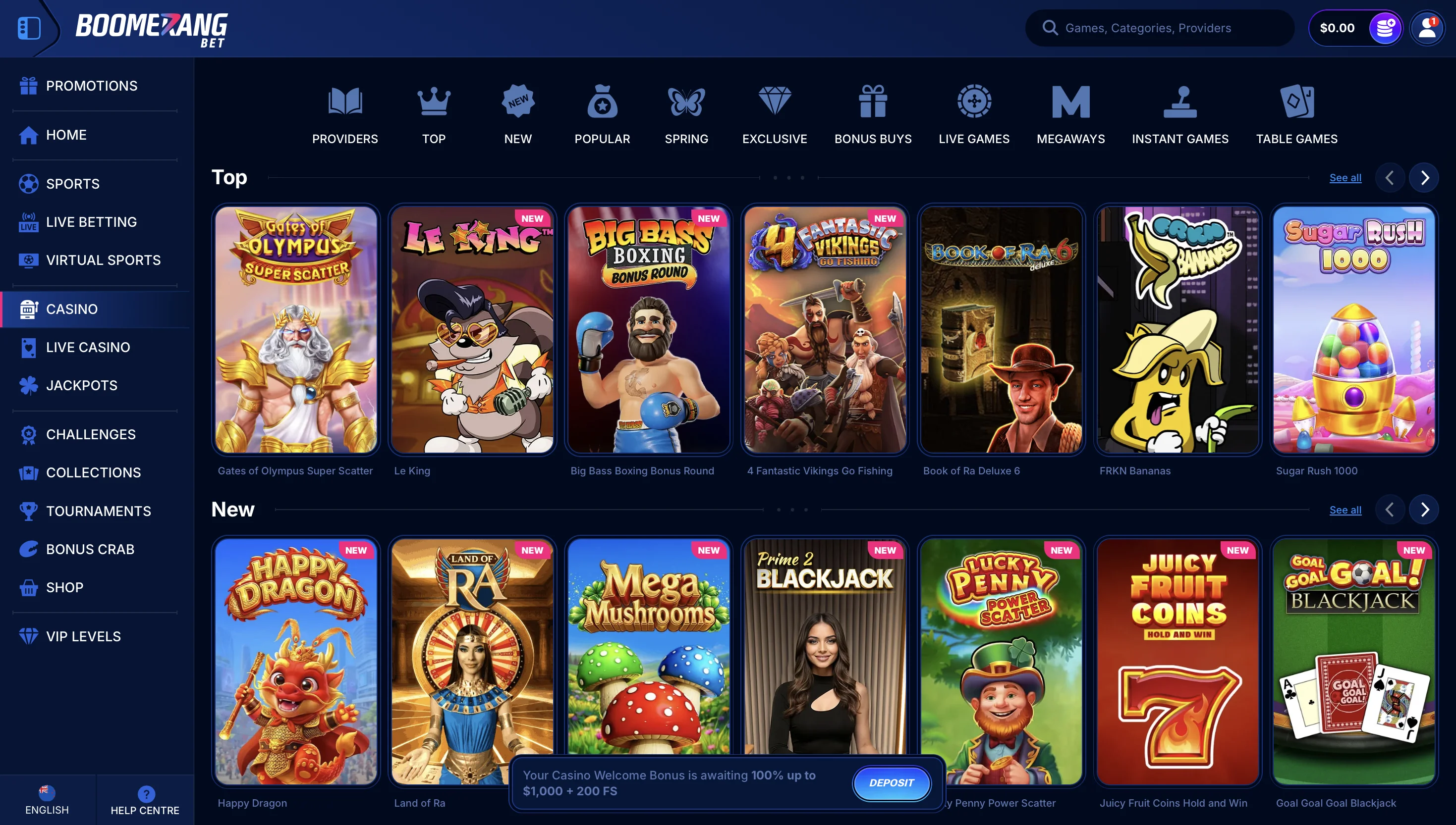 boomerang casino no deposit bonus